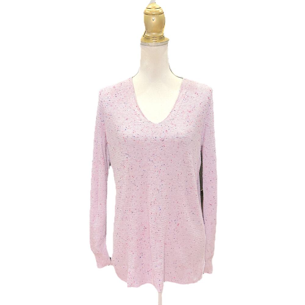 Gap Brooklyn Donegal Knit V Neck Merino Blend Sweater - Lavender - M